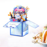 Maxbell Sweet Birthday 3D Greeting Card Decorative Box Card Birthday Gifts for Blue