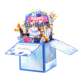 Maxbell Sweet Birthday 3D Greeting Card Decorative Box Card Birthday Gifts for Blue