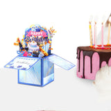 Maxbell Sweet Birthday 3D Greeting Card Decorative Box Card Birthday Gifts for Blue