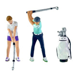 Maxbell 3 Pieces 1/64 People Figures with Golf Bag Model Movie Props Miniature Scene