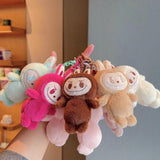 Maxbell Plush Cartoon Doll Keychain Cute Soft Key Pendant for Creative Gift Key Bags pink and pink eyes