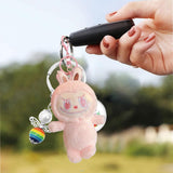 Maxbell Plush Cartoon Doll Keychain Cute Soft Key Pendant for Creative Gift Key Bags pink and pink eyes