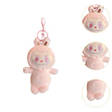 Maxbell Plush Cartoon Doll Keychain Cute Soft Key Pendant for Creative Gift Key Bags pink and pink eyes