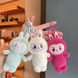 Maxbell Plush Cartoon Doll Keychain Cute Soft Key Pendant for Creative Gift Key Bags pink and pink eyes