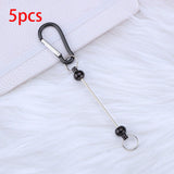 Maxbell 5 Pieces Beadable Carabiner Clips Buckle for Backpack Charms Keychain Making black
