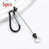 Maxbell 5 Pieces Beadable Carabiner Clips Buckle for Backpack Charms Keychain Making black