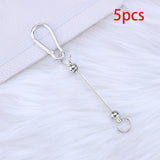 Maxbell 5 Pieces Beadable Carabiner Clips Buckle for Backpack Charms Keychain Making silver