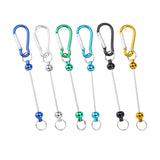 Maxbell 6 Pieces DIY Beadable Carabiner Clips Hardware for DIY Craft Keychain Making