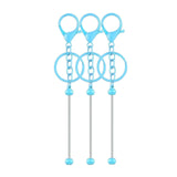 Maxbell 3Pcs Beadable Keychain Bars Crafts Supplies Metal Chain Making Kits for Kids Blue