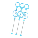 Maxbell 3Pcs Beadable Keychain Bars Crafts Supplies Metal Chain Making Kits for Kids Blue