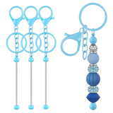 Maxbell 3Pcs Beadable Keychain Bars Crafts Supplies Metal Chain Making Kits for Kids Blue