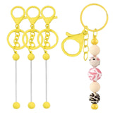 Maxbell 3Pcs Beadable Keychain Bars Crafts Supplies Metal Chain Making Kits for Kids Yellow