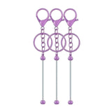 Maxbell 3Pcs Beadable Keychain Bars Crafts Supplies Metal Chain Making Kits for Kids Purple