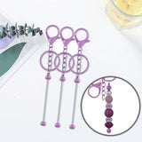 Maxbell 3Pcs Beadable Keychain Bars Crafts Supplies Metal Chain Making Kits for Kids Purple