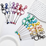 Maxbell 3x Beaded Keyring Bars Plating Metal Beaded Keychain for Jewelry Making Gift Rose gold