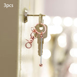 Maxbell 3x Beaded Keyring Bars Plating Metal Beaded Keychain for Jewelry Making Gift Rose gold