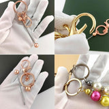 Maxbell 3x Beaded Keyring Bars Plating Metal Beaded Keychain for Jewelry Making Gift Rose gold