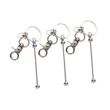 Maxbell 3x Beaded Keyring Bars Plating Metal Beaded Keychain for Jewelry Making Gift silvery