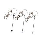 Maxbell 3x Beaded Keyring Bars Plating Metal Beaded Keychain for Jewelry Making Gift silvery