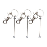 Maxbell 3x Beaded Keyring Bars Plating Metal Beaded Keychain for Jewelry Making Gift silvery