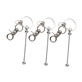 Maxbell 3x Beaded Keyring Bars Plating Metal Beaded Keychain for Jewelry Making Gift silvery