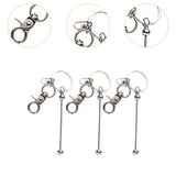 Maxbell 3x Beaded Keyring Bars Plating Metal Beaded Keychain for Jewelry Making Gift silvery