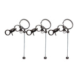 Maxbell 3x Beaded Keyring Bars Plating Metal Beaded Keychain for Jewelry Making Gift dark grey