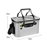Maxbell Live Fish Container Thick Foldable Fish Bucket for Camping Gardening Fishing Gray S