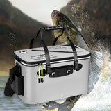 Maxbell Live Fish Container Thick Foldable Fish Bucket for Camping Gardening Fishing Gray S