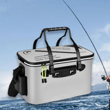 Maxbell Live Fish Container Thick Foldable Fish Bucket for Camping Gardening Fishing Gray M