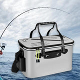 Maxbell Live Fish Container Thick Foldable Fish Bucket for Camping Gardening Fishing Gray M