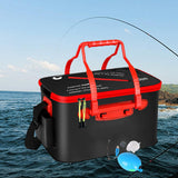 Maxbell Live Fish Container Thick Foldable Fish Bucket for Camping Gardening Fishing S Black pump
