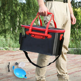Maxbell Live Fish Container Thick Foldable Fish Bucket for Camping Gardening Fishing S Black pump