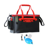 Maxbell Live Fish Container Thick Foldable Fish Bucket for Camping Gardening Fishing Black L oxygen pump