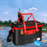 Maxbell Live Fish Container Thick Foldable Fish Bucket for Camping Gardening Fishing Black L oxygen pump