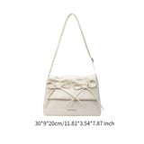 Maxbell Women Underarm Bag with Bowknot Decor Elegant Medium Size Purse Shoulder Bag White