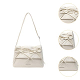 Maxbell Women Underarm Bag with Bowknot Decor Elegant Medium Size Purse Shoulder Bag White