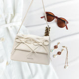 Maxbell Women Underarm Bag with Bowknot Decor Elegant Medium Size Purse Shoulder Bag White