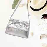 Maxbell Women Underarm Bag with Bowknot Decor Elegant Medium Size Purse Shoulder Bag Silver