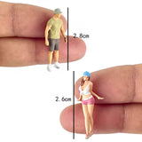 Maxbell 2Pcs 1/64 Man and Woman Figures Props A Couple for DIY Scene Micro Landscape