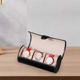 Maxbell Watch Box PU Leather Removable Cushion Bracelet Holder for Father's Day Gift Black