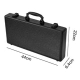 Maxbell Aluminum Carrying Case Black Briefcase Tool Box for Makeup Jewelry Valuables 44x22x6.4cm