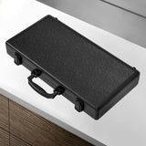 Maxbell Aluminum Carrying Case Black Briefcase Tool Box for Makeup Jewelry Valuables 44x22x6.4cm