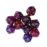 Maxbell 10Pcs Polyhedral Dices D20 Gaming Dices for KTV Role Playing Game Board Game Blue purple