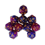 Maxbell 10Pcs Polyhedral Dices D20 Gaming Dices for KTV Role Playing Game Board Game Blue purple