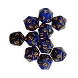 Maxbell 10Pcs Polyhedral Dices D20 Gaming Dices for KTV Role Playing Game Board Game Dark Blue