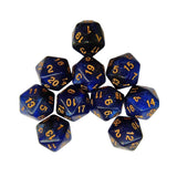 Maxbell 10Pcs Polyhedral Dices D20 Gaming Dices for KTV Role Playing Game Board Game Dark Blue