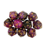 Maxbell 10Pcs Polyhedral Dices D20 Gaming Dices for KTV Role Playing Game Board Game Purple