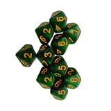 Maxbell 10 Pieces Dice Set D10 Entertainment Toys Party Table Game for Bar Card Game Green