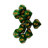 Maxbell 10 Pieces Dice Set D10 Entertainment Toys Party Table Game for Bar Card Game Green